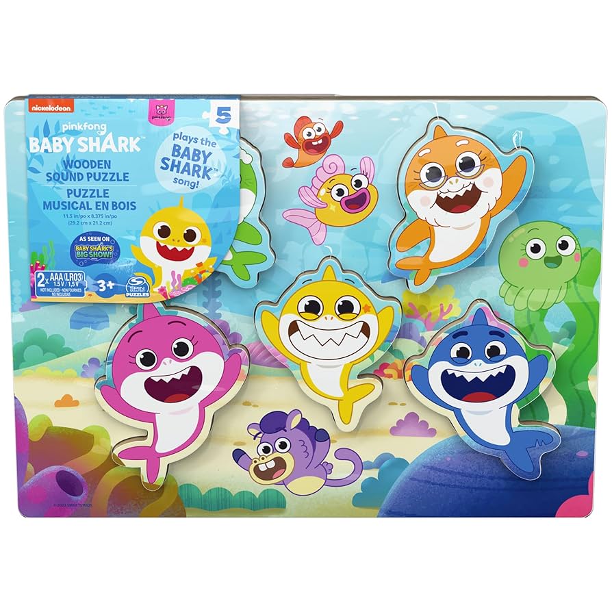 Spin Master Games Pinkfong Baby Shark Musical Wooden Puzzle